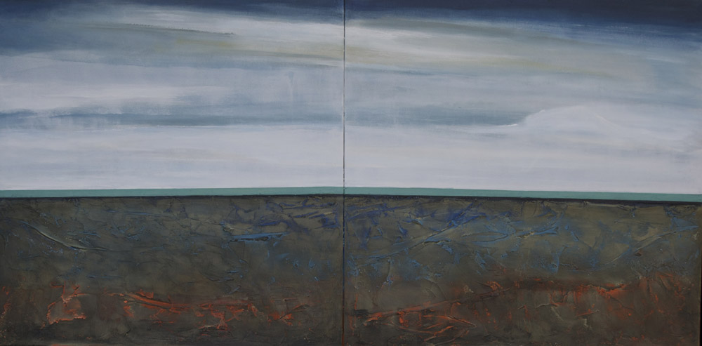 Salton Sea 62 60x30 Inches Diptych Acrylic On Canvas
