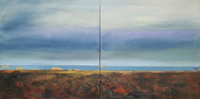 Salton Sea 4546 30x60 Inches Diptych Acrylic On Canvas  